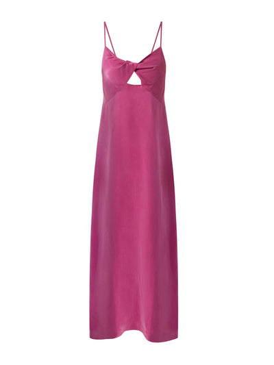 Casa Raki Lara pink linen twist dress at Collagerie