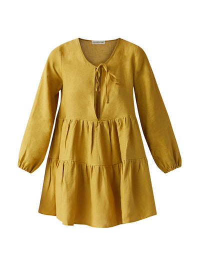 Casa Raki Matilda yellow linen swing dress at Collagerie
