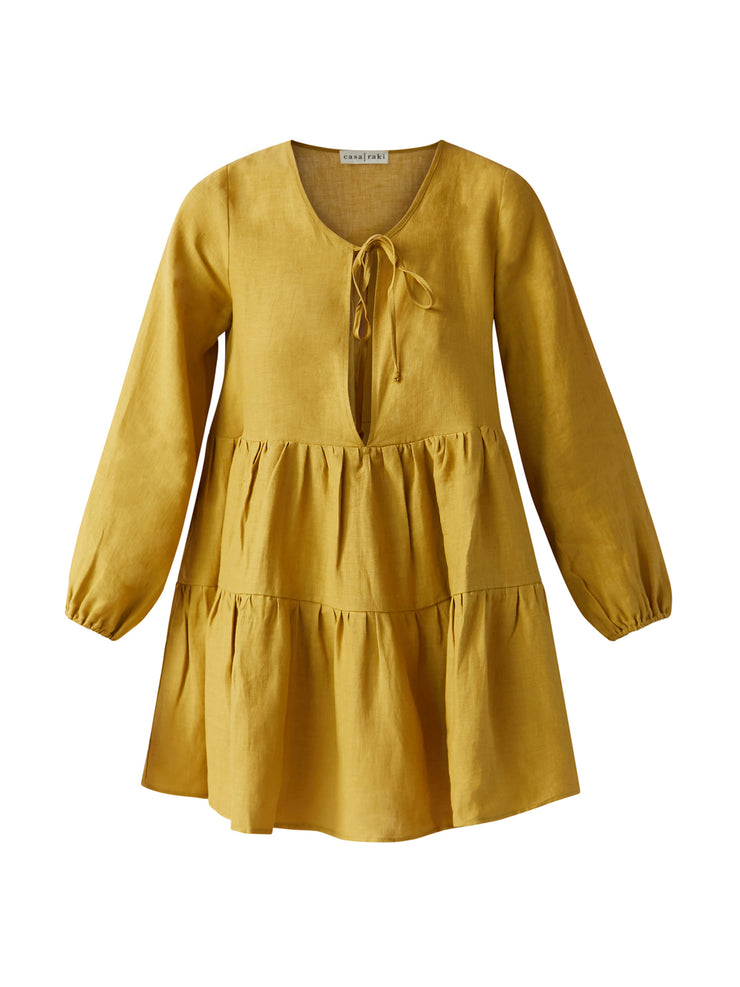 Matilda yellow linen swing dress