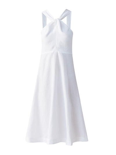 Casa Raki Rebeca white linen midi halter dress at Collagerie