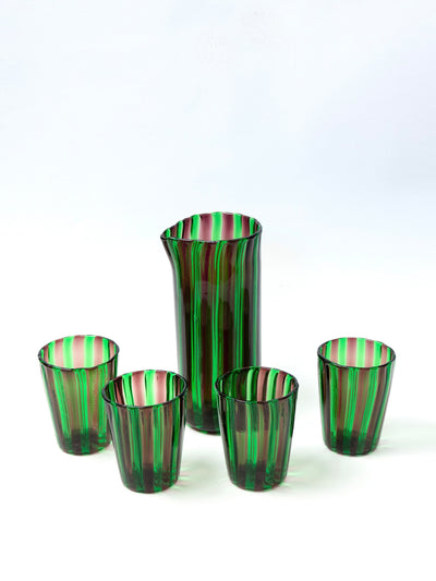 The Edition 94 Green striped glass carafe at Collagerie