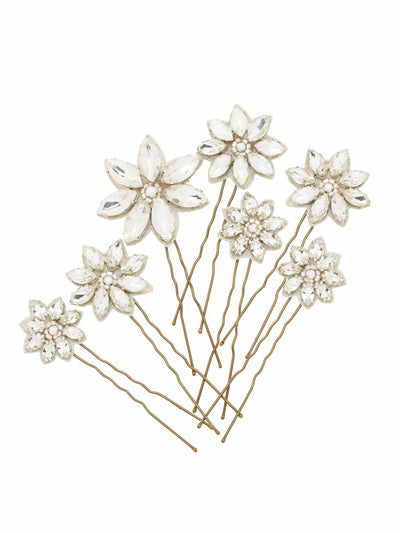 Emmy London Crystal daisy hair pins (set of 5) at Collagerie