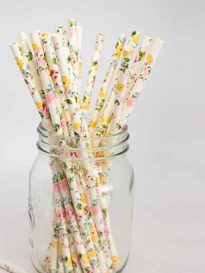 Couronne Parties Floral paper straws (pack of 25) at Collagerie