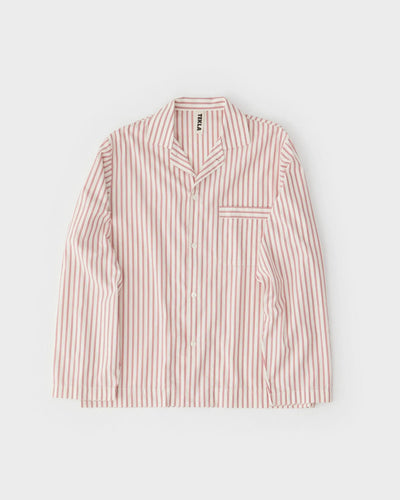 Tekla Red and white striped pyjama shirt at Collagerie