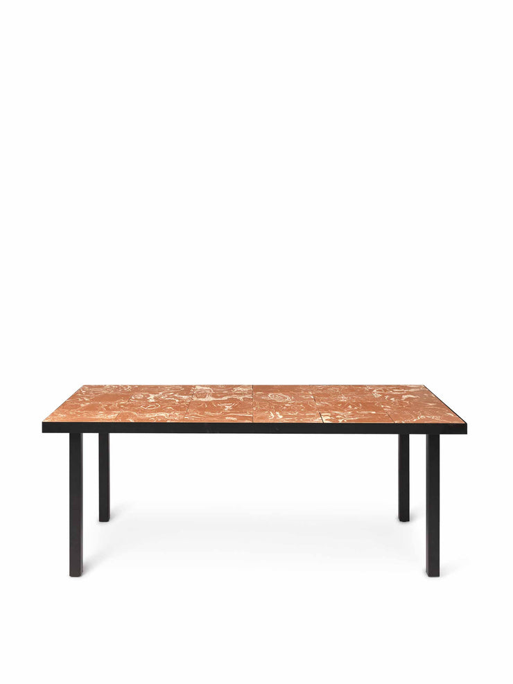 Terracotta and black dining table