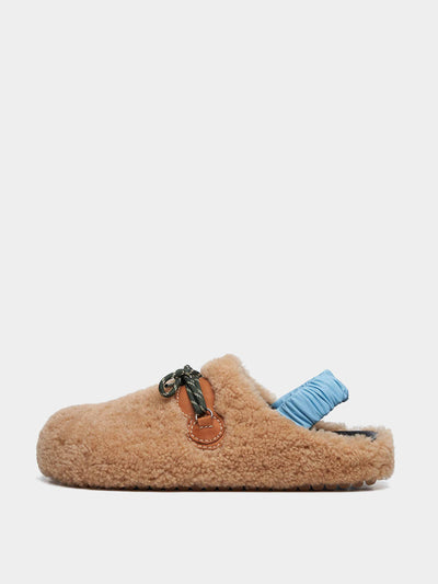 Filling Pieces Shearling and leather clogs at Collagerie