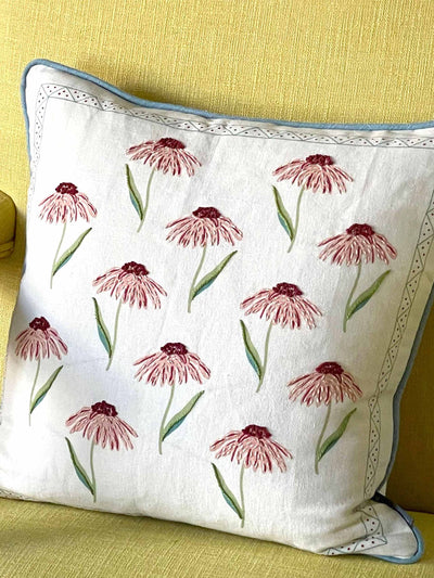 Joy of Print Daisies embroidered cushion at Collagerie