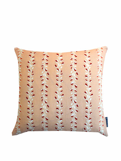 Fine Cell Work Coral embroidered cushion at Collagerie