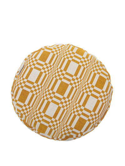 Johanna Gullichsen Yellow patterned round cushion at Collagerie