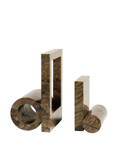 Woud Brown marble abstract bookends (set of two) at Collagerie