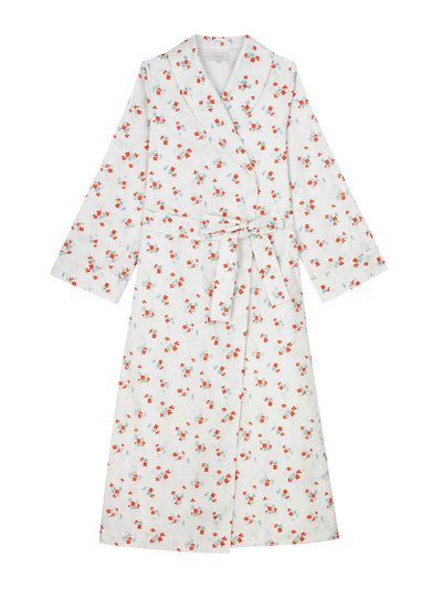 Yolke Cotton white floral dressing gown at Collagerie