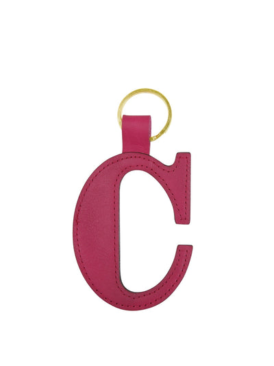 Noble Macmillan Fuchsia pink leather alphabet keyring at Collagerie
