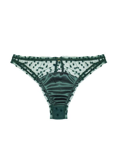 Le Petit Trou Dark green briefs with silk detail at Collagerie