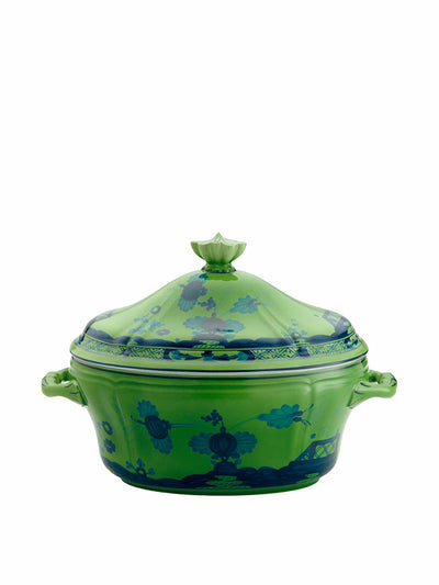 Ginori 1735 Green oval tureen with cover at Collagerie