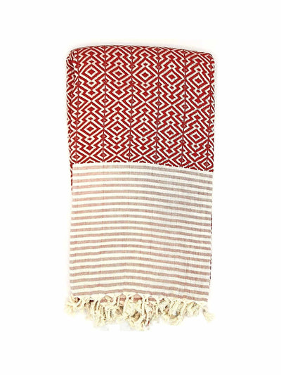 Go Ethical Red and white hammam towel at Collagerie