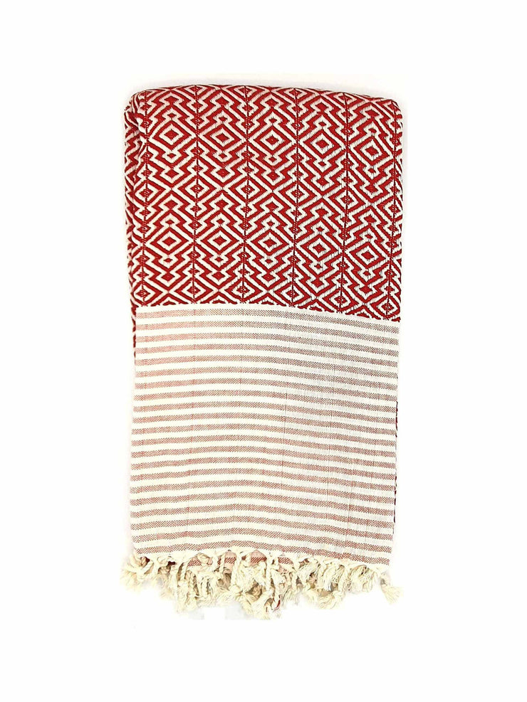 Red and white hammam towel