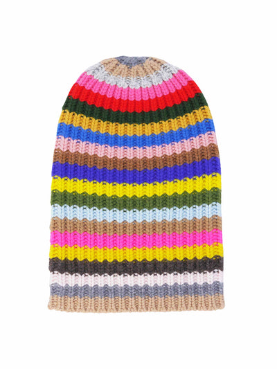 Hurray Cashmere Multicolour striped cashmere beanie at Collagerie