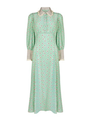 Calla green printed geo dress