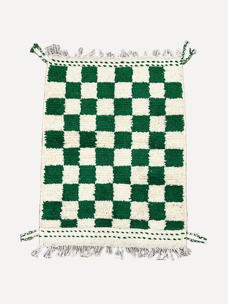 Green checkerboard berber rug