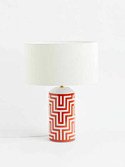 H&M Home Red patterned ceramic lamp base at Collagerie