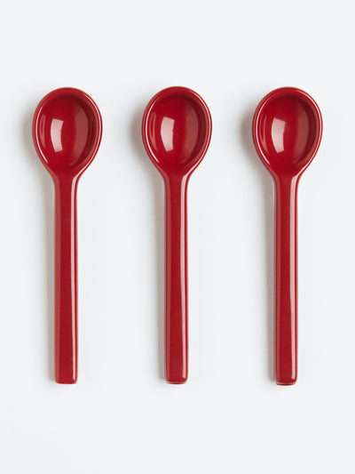 H&M Home Red porcelain teaspoons (set of 3) at Collagerie