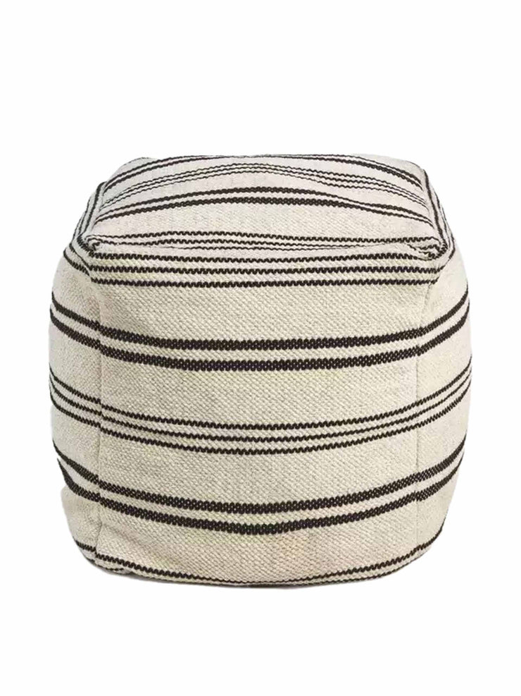 Wool black and white pouffe