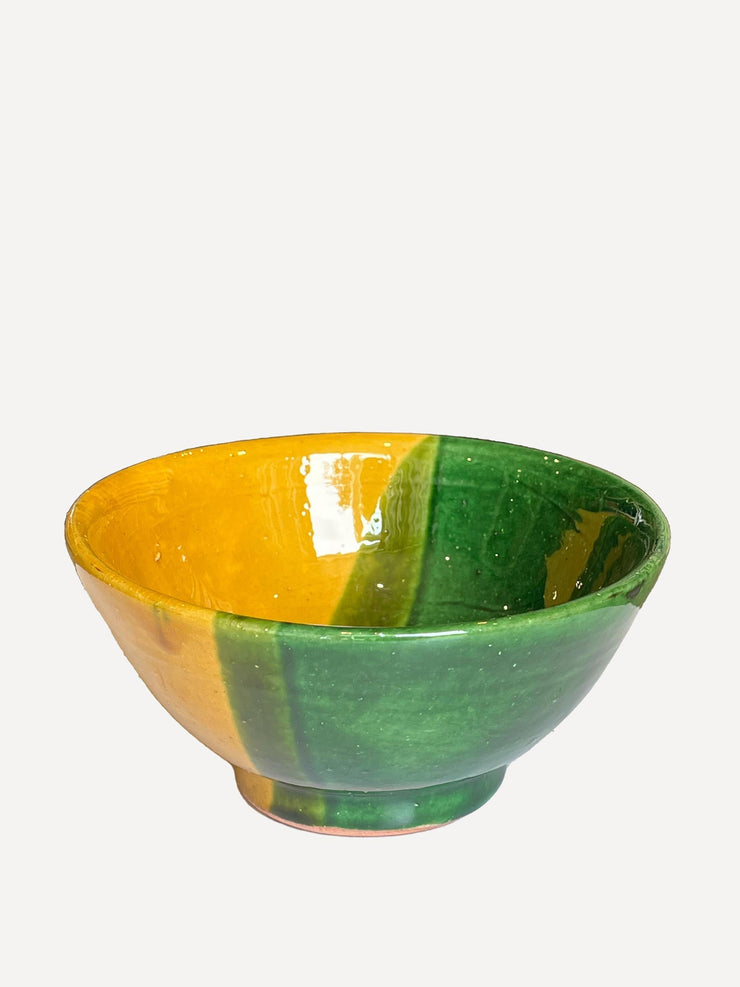 Half dipped bowl, yellow and green