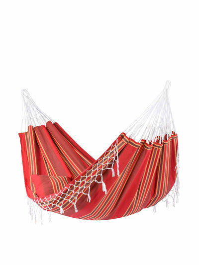 Hammock Giant Terracotta red fringed hammock at Collagerie