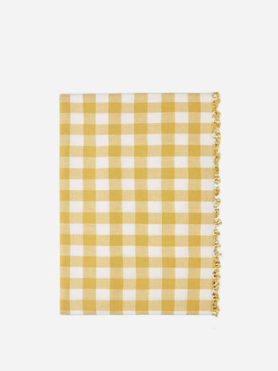 Heather Taylor Home Yellow gingham tablecloth at Collagerie