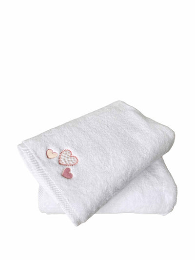 Heidi Rose Heart motif towel and robe set at Collagerie