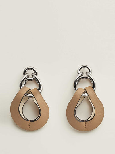 Hermès Leather and metal link earrings at Collagerie