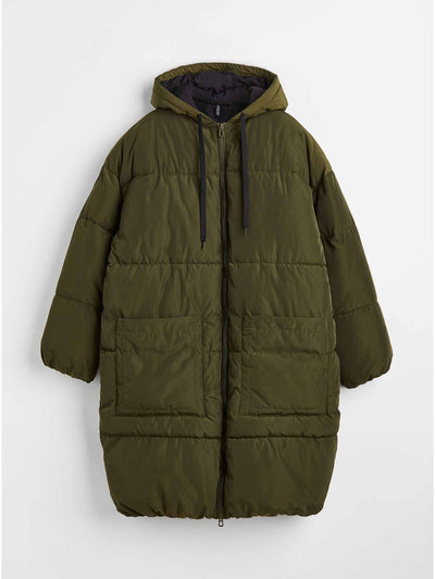 H&M Khaki puffer jacket at Collagerie