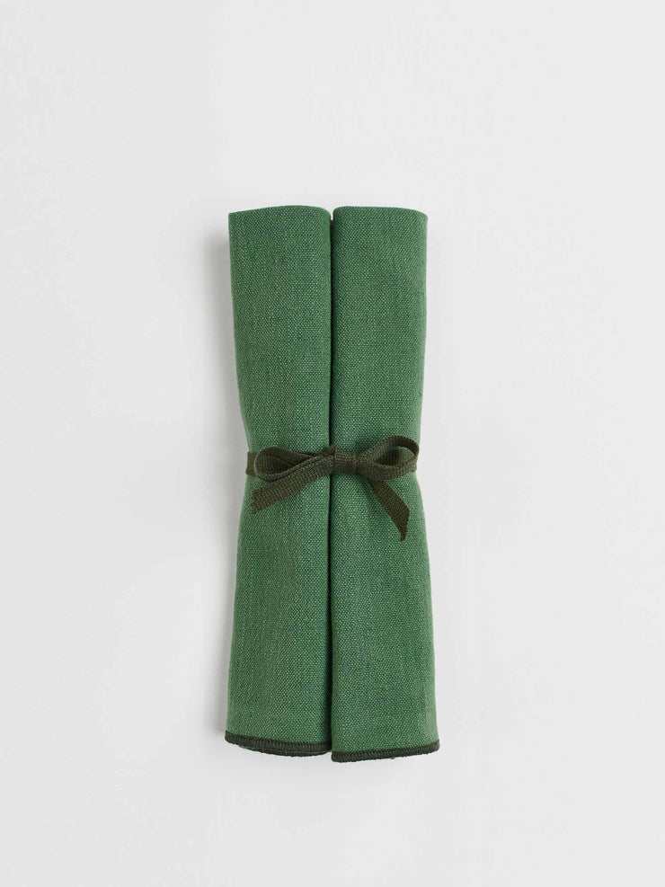 Green linen-blend napkins (set of 2)