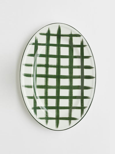 H&M Home Large checked serving plate at Collagerie