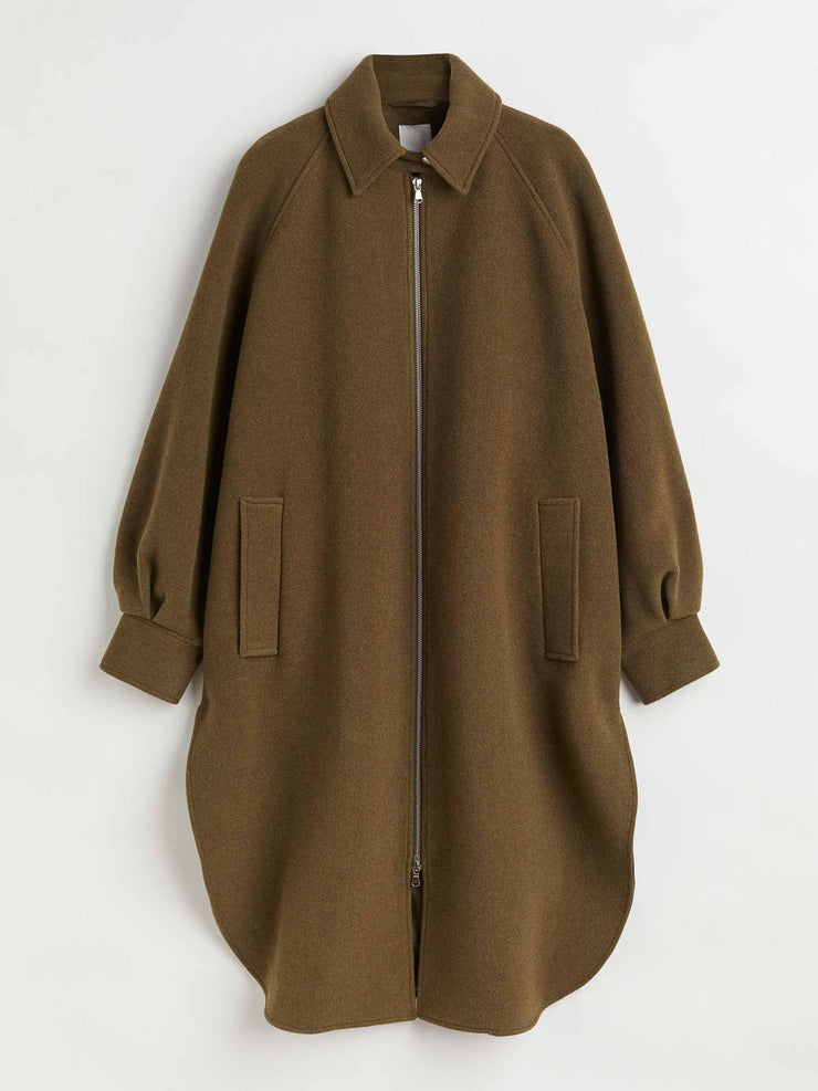 Oversized wool-blend coat