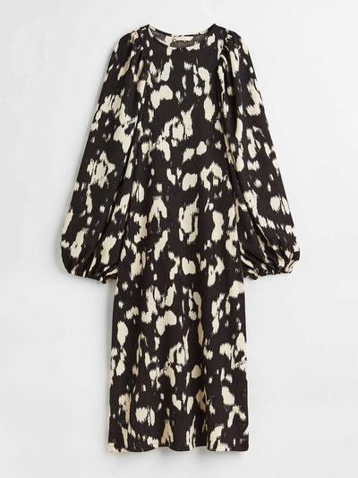 H&M Patterned balloon-sleeved dress at Collagerie