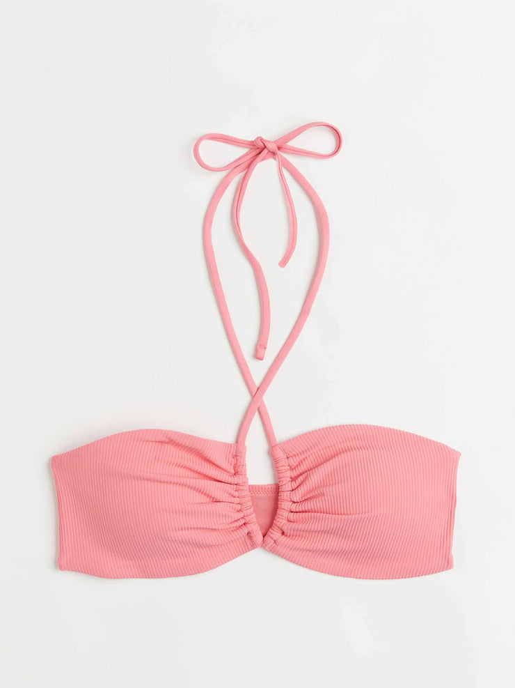 Pink halterneck bikini top