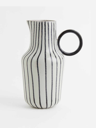H&M Black and white stripe terracotta jug at Collagerie