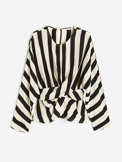 H&M Black and white stripe blouse at Collagerie