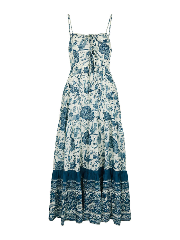 Zoe safari-printed cotton midi dress
