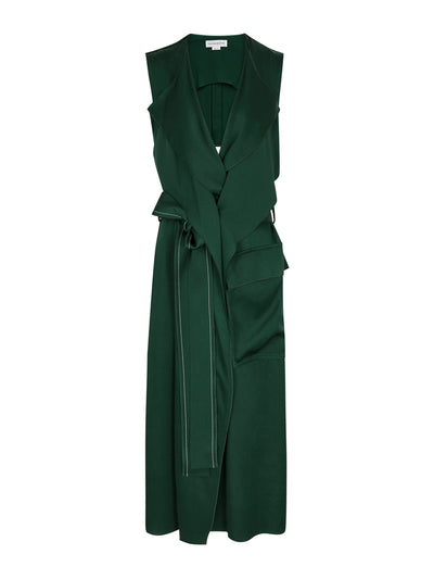 Victoria Beckham Trench draped satin-crepe midi dress at Collagerie