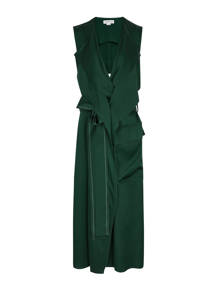 Trench draped satin-crepe midi dress