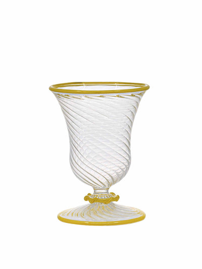 Host Home Hand blown glass with yellow rim at Collagerie