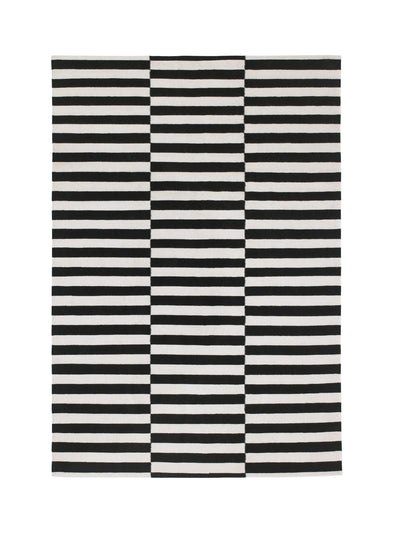 Ikea Offset stripe flat woven rug in black/off-white at Collagerie
