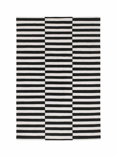 Stockholm Handmade striped black rug at Collagerie