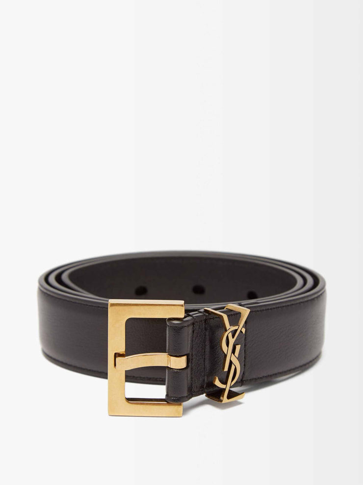 Plaque leather belt