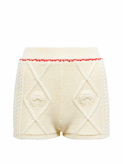 Marine Serre Cable-knit wool shorts at Collagerie