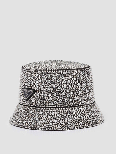 Prada Bucket hat with crystals at Collagerie