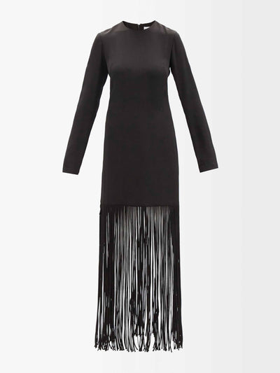 Raey Rouleau-fringed silk-satin mini dress at Collagerie