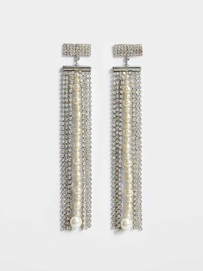 Mango Crystal cascade earring with pearls at Collagerie